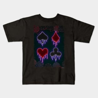 Cards neon art Kids T-Shirt